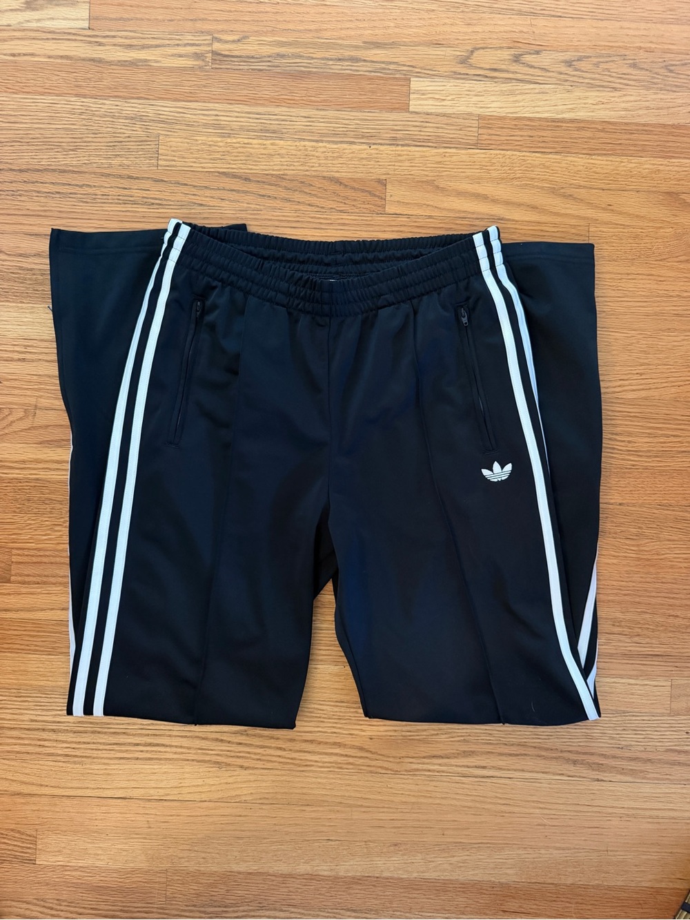 adidas Black Track Pants with White Three-Stripe Detail